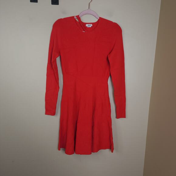 Jason Wu Pointelle Long Sleeve Dress in Red Size S DAMAGED - Picture 1 of 10